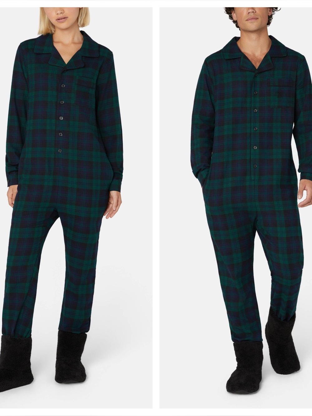 Onepiece Norwegian The Checked Pyjamas Unisex Small Green Tartan Plaid Jumpsuit